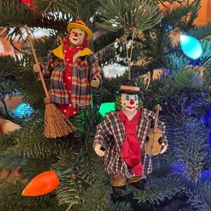 Plaid Clown Christmas Ornaments